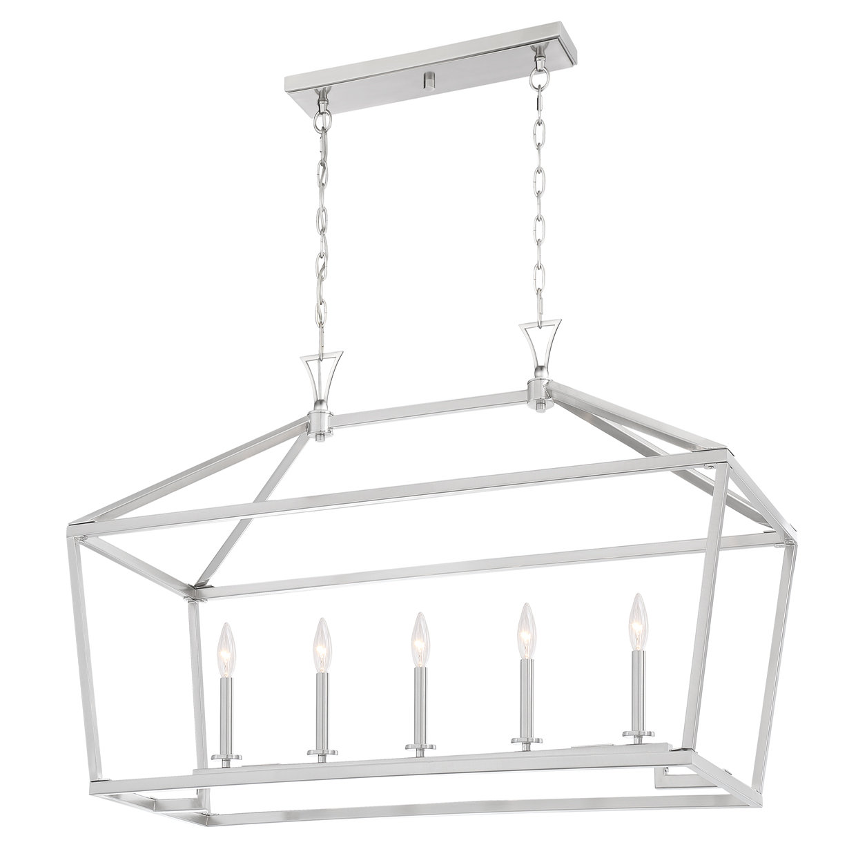 Hastings 5 Light Dimmable Pendant, Satin Nickel, 23.5" H x 44" W x 16" D
