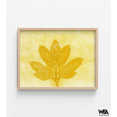 Horizontal Plants 5 By MMB Studio, Bright Yellow Botanical Leaf Poster Print, Mustard Leaf Print, Boy Scout Bedroom Decor 85748