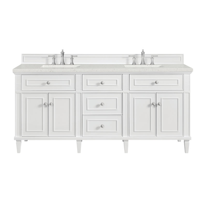 Lorelai 72'' W Double Vanity, Lime Delight Silestone, Bright White, 8" Widespread