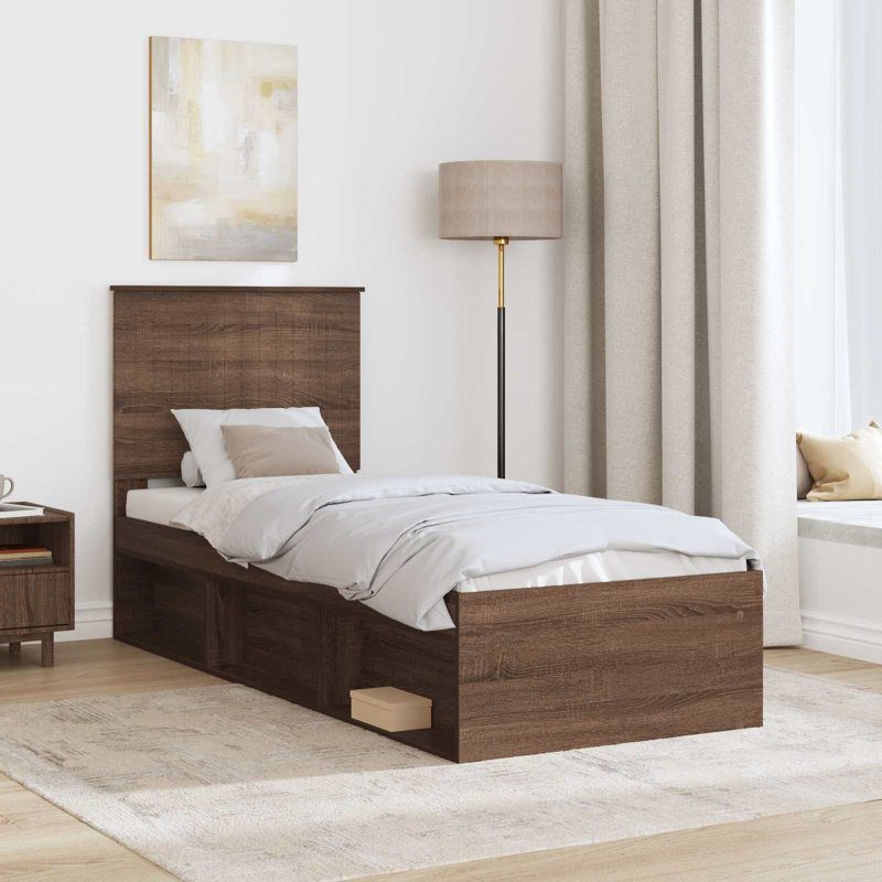 Solid Wood Bed Frame, Small Single (2'6), Brown Oak