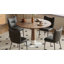 Round Dining Table, 120cm Solid Wood in Walnut with Silver Metal Base