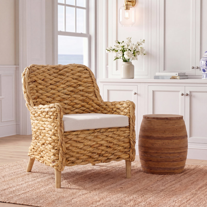 Chaise d'appoint avec coussin Purrl Hyacinth, Naturel