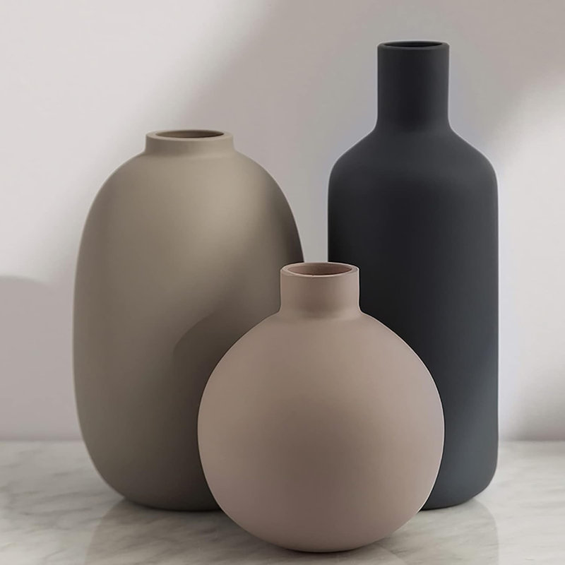 Ensemble de 3 vases en céramique neutre
