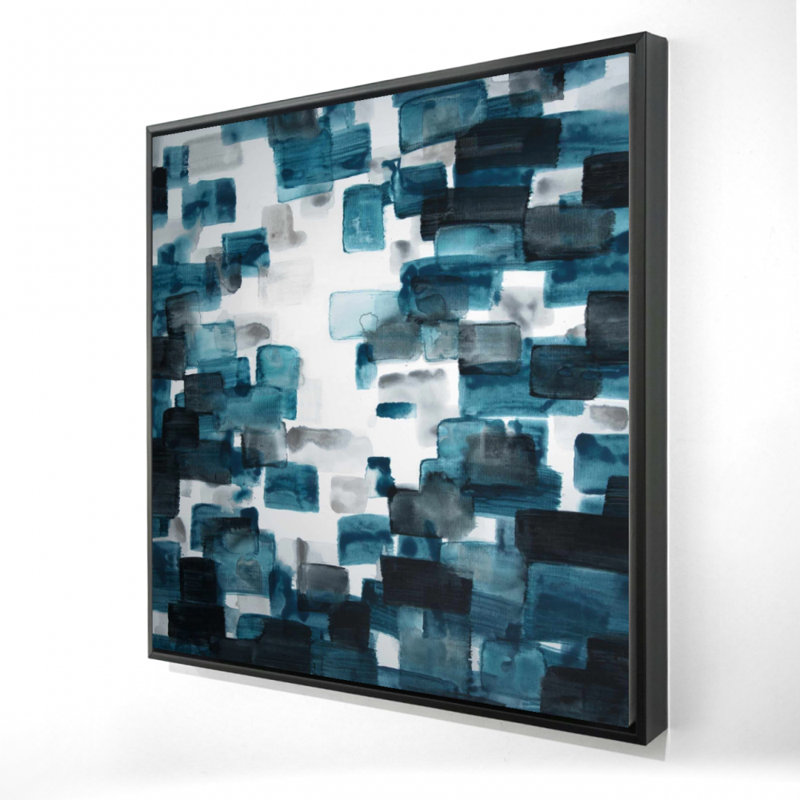 "Formes turquoise et grises", H 24 po x l 24 po