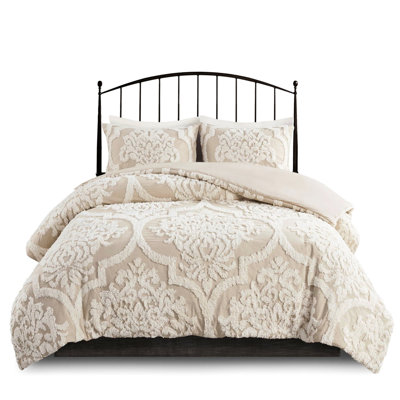 Housse de couette très grand / très grand en chenille de coton avec motif et bouton, lavable à la machine