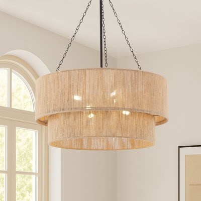 23.6" 6-Light Modern Rope Drum Chandelier