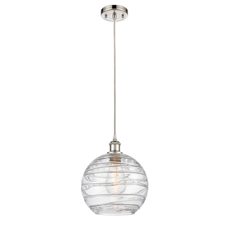 Luminaire suspendu en forme de globe à 1 lumière Mullins, Ampoule non incluse, Nickel poli, H 131,75 po x l 8 po x P 8 po