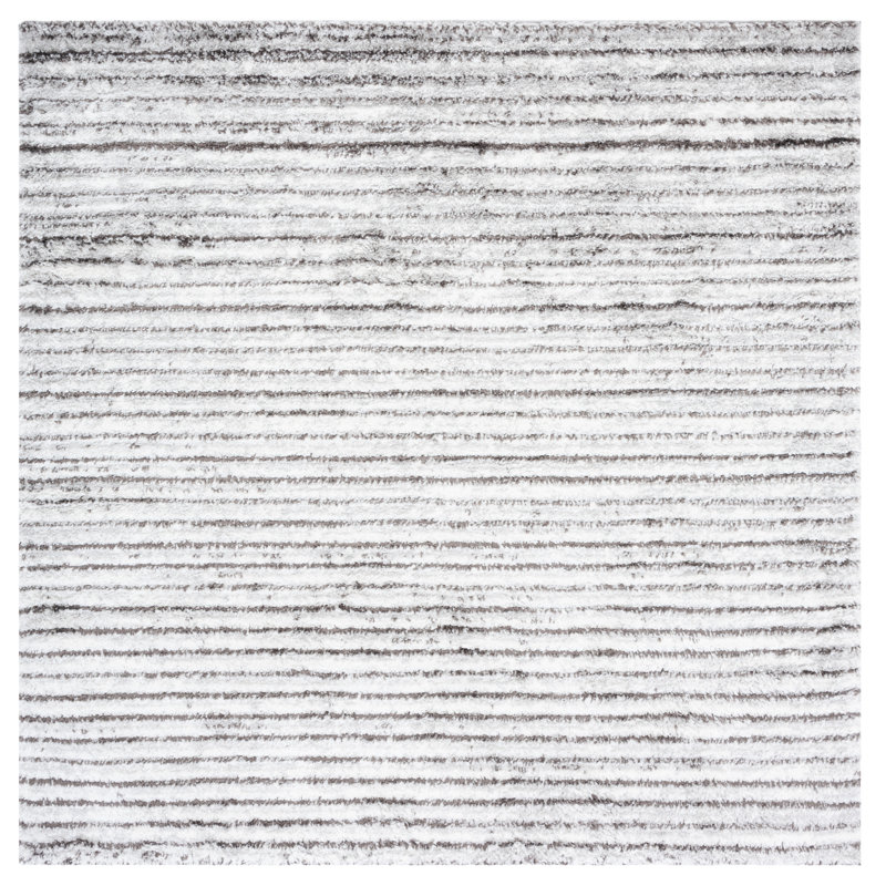 Shawn Striped Gray/Dark Gray Area Rug, Square 7'
