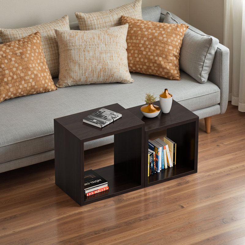 Table de bout avec rangement Flanigan, Noyer foncé
