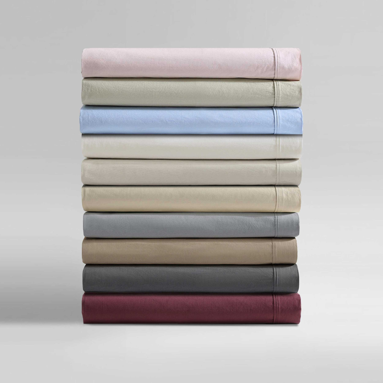 Washed Percale Cotton Sheet Set, King Sheet Set with 2 Pillowcases, White