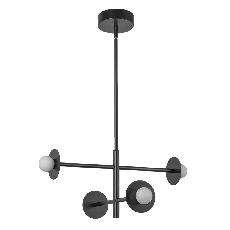 Elixir 4 - Light LED Chandelier, White/Glossy Black, Black