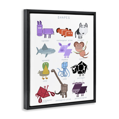 Apprendre les formes 3D avec des animaux, cadre flottant, design par Carla Daly