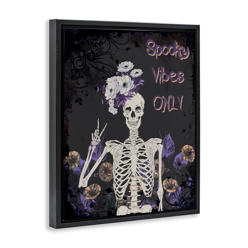 Cadre flottant Spooky Vibes Only, conception par Radhika Modi, Cadre flottant noir de jais, H 21 po x l 17 po