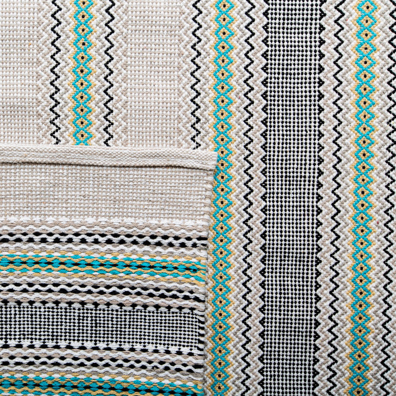 Breckenridge Hand Woven Cotton Striped Rug, Rectangle 3' x 5'