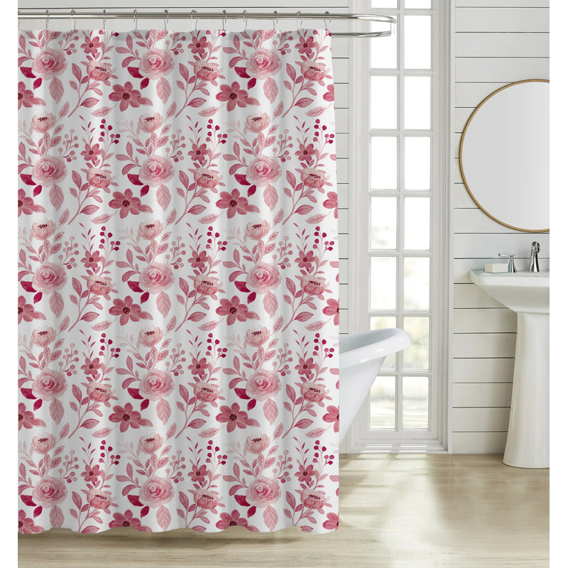 Ensemble de 13 rideaux de douche luxueux, Rose géométrique