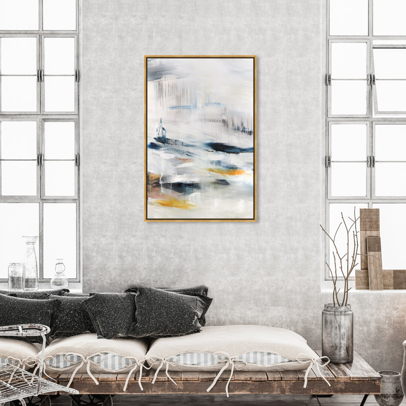 Modern Abstract Snow Landscape Print, 45" H x 30" W, Wrapped Canvas