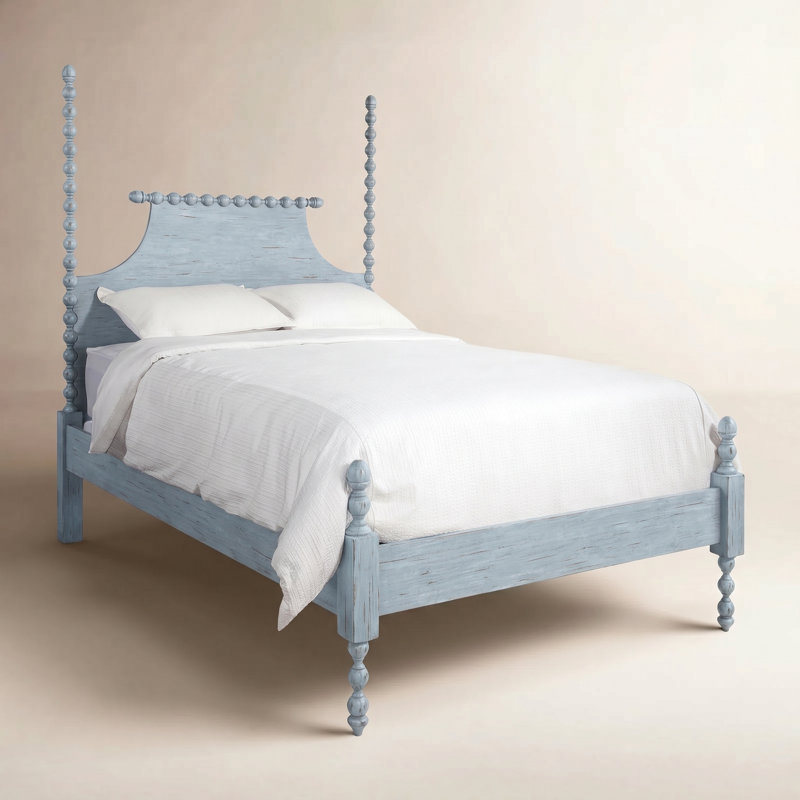 Mary Spindle Four Post Bed, Queen, Sea Glass