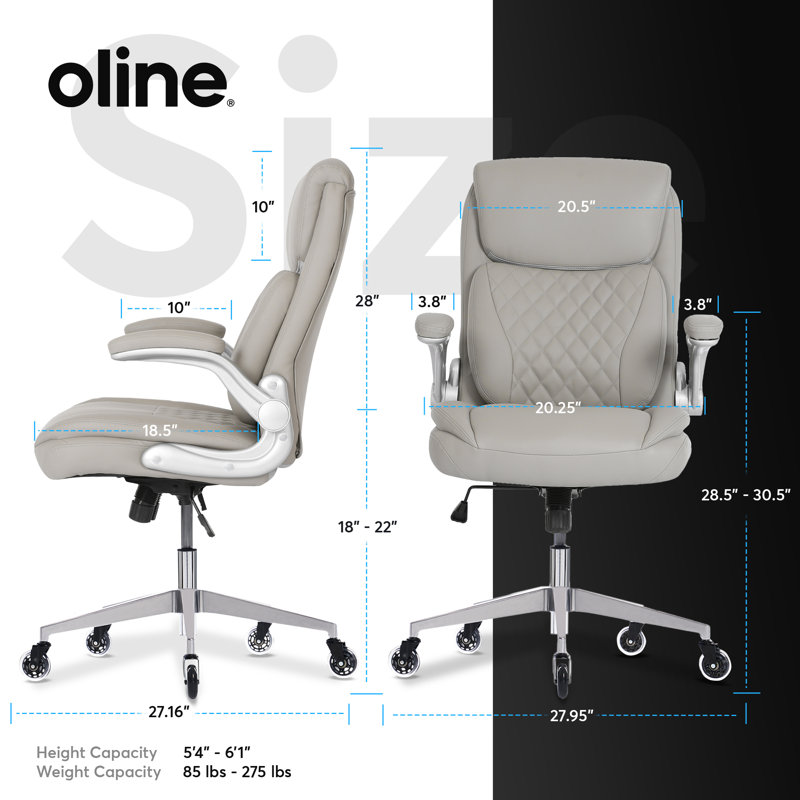 Cream PU Leather Ergonomic Executive Office Chair with Adjustable Armrests