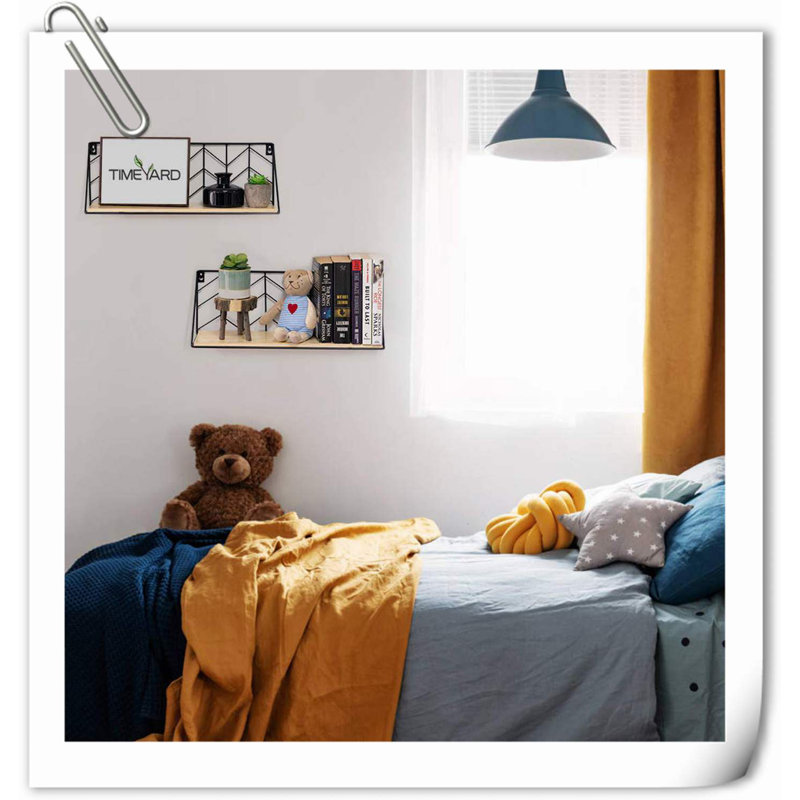 Tablette en bois 2 pièces Kevonna, H 5,50 po x l 16,50 po x P 4,70 po, Rustique