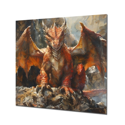  «Orange Beige Dragons Mythical Creature - décoration murale Mythical Creatures