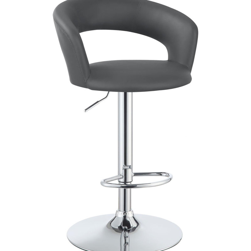 Tabouret de bar gris réglable à la mode avec base et rembourrage en mousse lisse pour les maisons modernes
