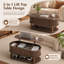 Table basse à plateau relevable l 41 po avec rangement, table basse ovale cannelée moderne, noyer