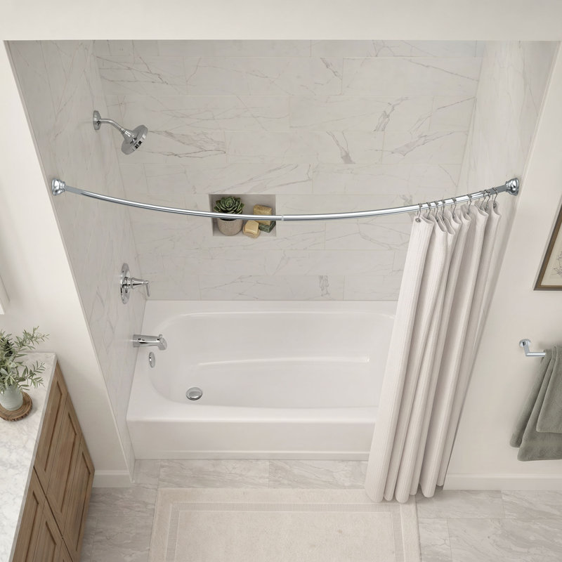 Tringle à rideau de douche incurvée extensible 42 "à 72" Hotel Comfort | Tringle de douche en acier inoxydable, Chrome