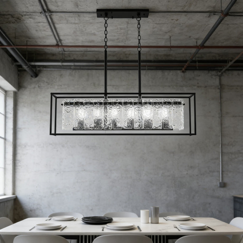 Lustre en cristal noir Modern Water Ripple