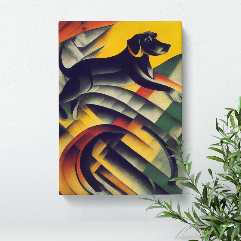 Jumping Dog Abstract - Wrapped Canvas Print, 50cm H x 35cm W x 3cm D