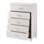 Commode 5 tiroirs Casilda, finition blanche
