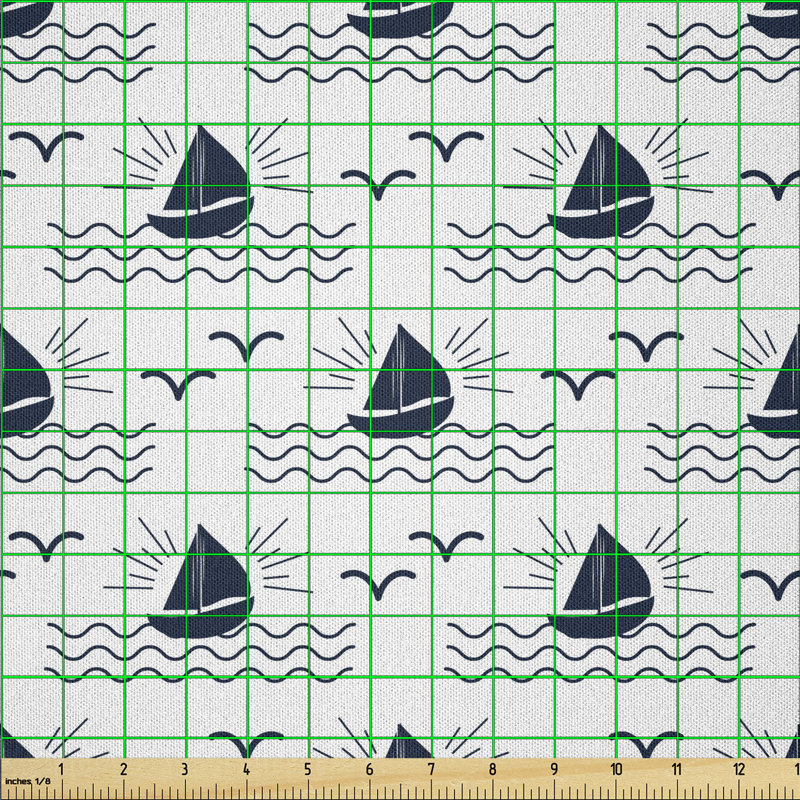 Deanie Waves Sea Sailboat Seagulls Multi-Purpose Fabric