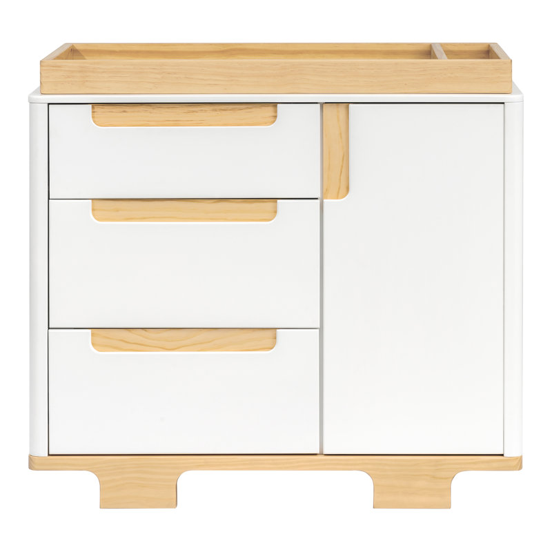 Yuzu 3-Drawer Changer Dresser, White/Natural