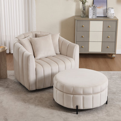 40.4"W Modern Swivel Accent Chair,Velvet Single Sofa Chair With Ottoman