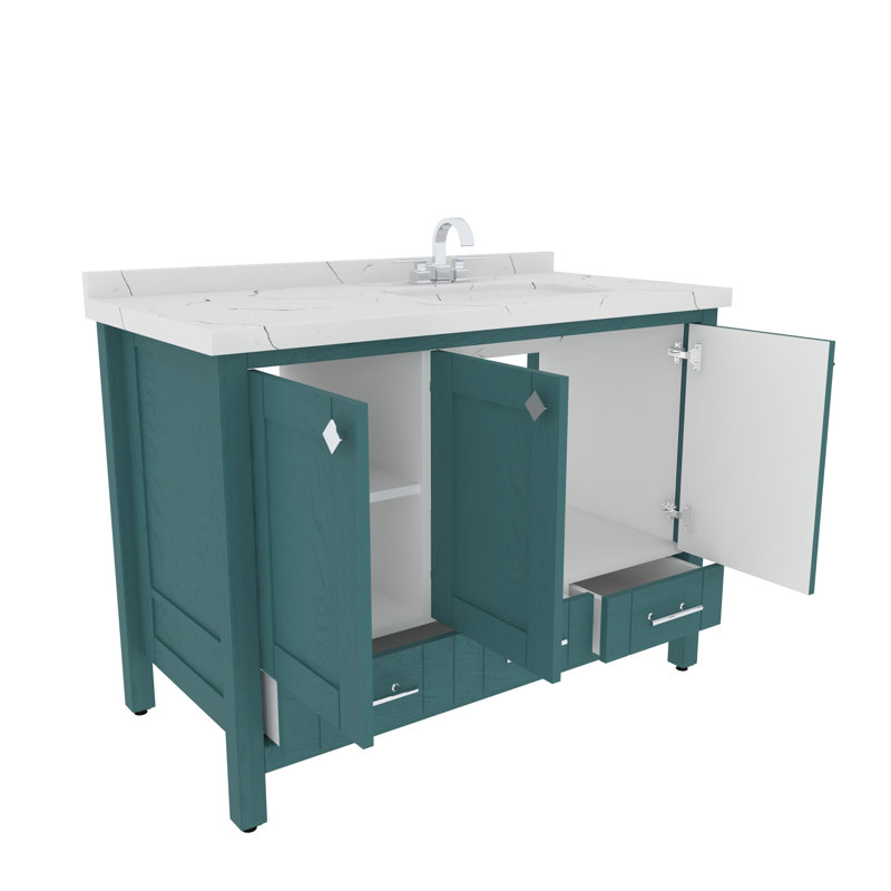 Elektra 47'' Single Bathroom Vanity with Engineered Marble Top, Turquoise