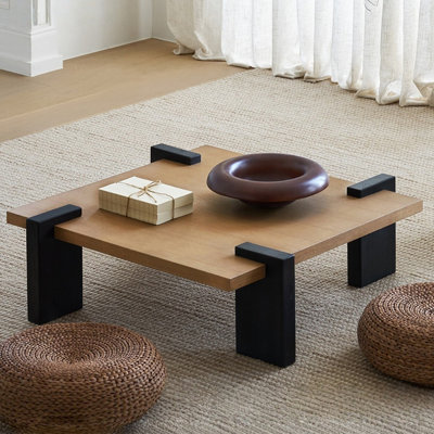 Table basse carrée en bois manufacturé Black & Burlywood