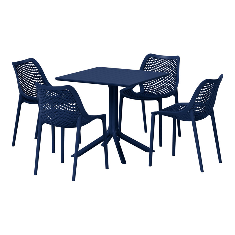 4-Person Outdoor Square Dining Set, Navy