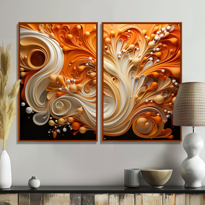 Abstract Coffee Fluid Flames - Abstract Shapes Oversized Wall Art