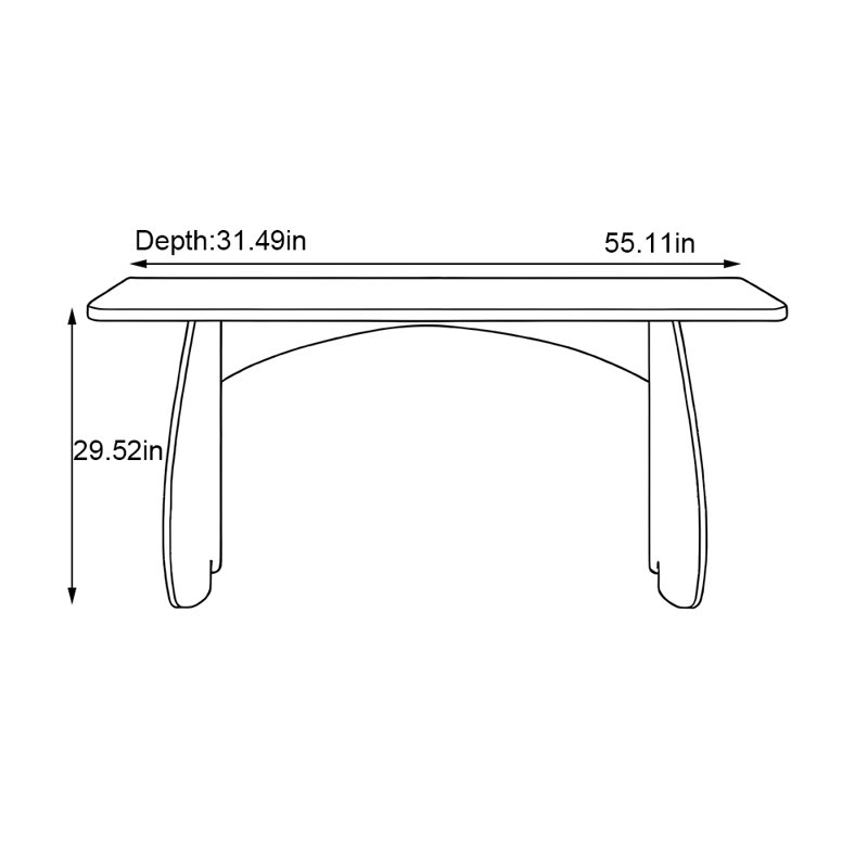 Petite table de repas rectangulaire simple et moderne, H 29,53 po x L 55,11 po x l 31,49 po