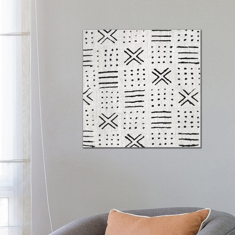 Mudcloth White Geometric Design III by Ellie Roberts - Wrapped Canvas Print, 66.04 cm H x 66.04 cm W x 3.175 cm D