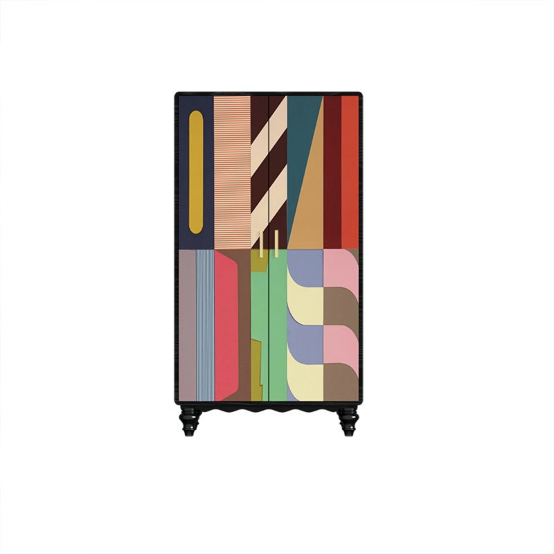Garde-robe moderne pour chambre double, Noir / multicolore