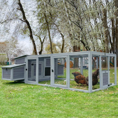 Chicken Coop Wooden Hen House Two Nesting Box with Large Run Outdoor Rabbit Hutch Bunny Cage Poultry Coop Suit for 4-6 Chickens