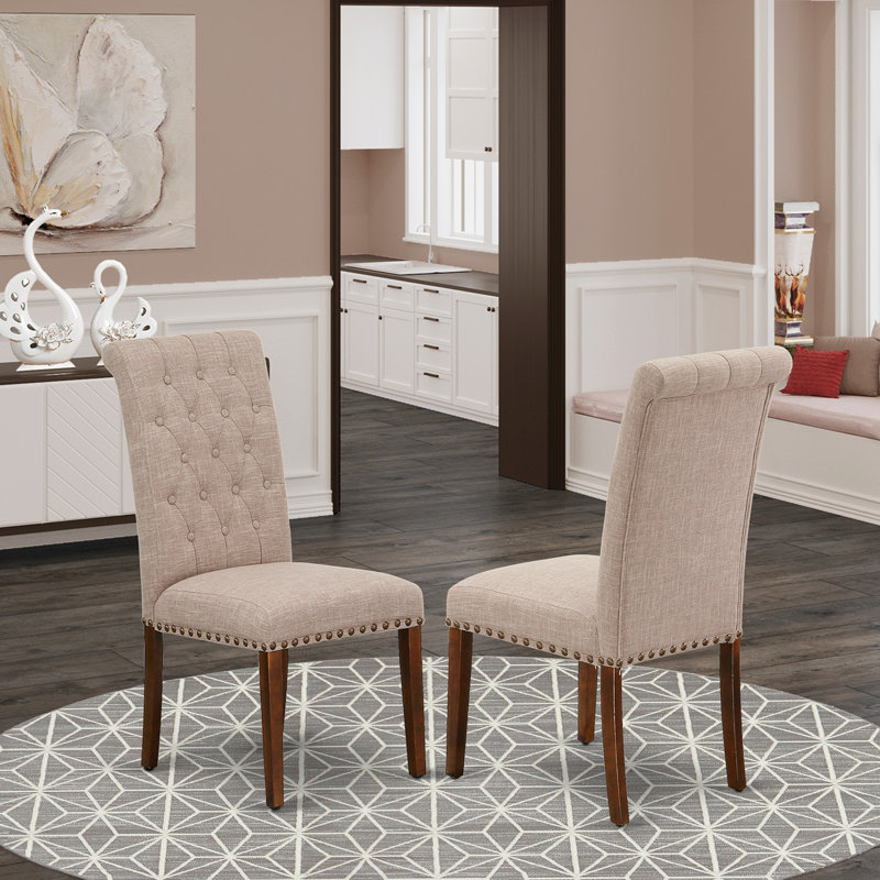 Anglers 18'' H Upholstered Parsons Chair, Light Fawn, Black