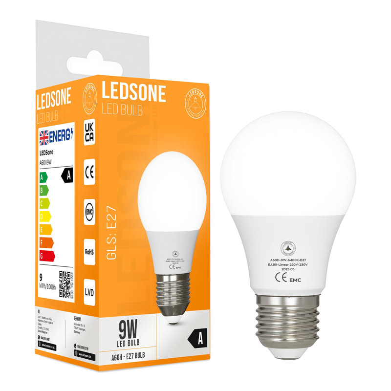LED E27 A60 Light Bulb, 12W(100W Equivalent) Non-Dimmable Cool White 6400K 1206lm Edison Screw GLS 60mm Diameter Energy Saving Light for Home Living Dining Area