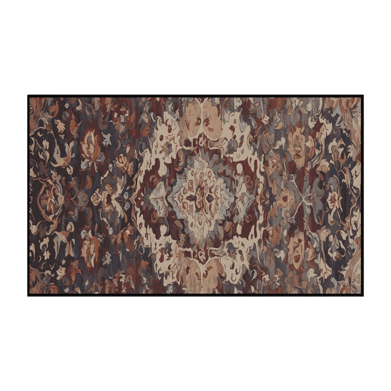 Machine Washable Brown Area Rug, Rectangle 7' x 10'