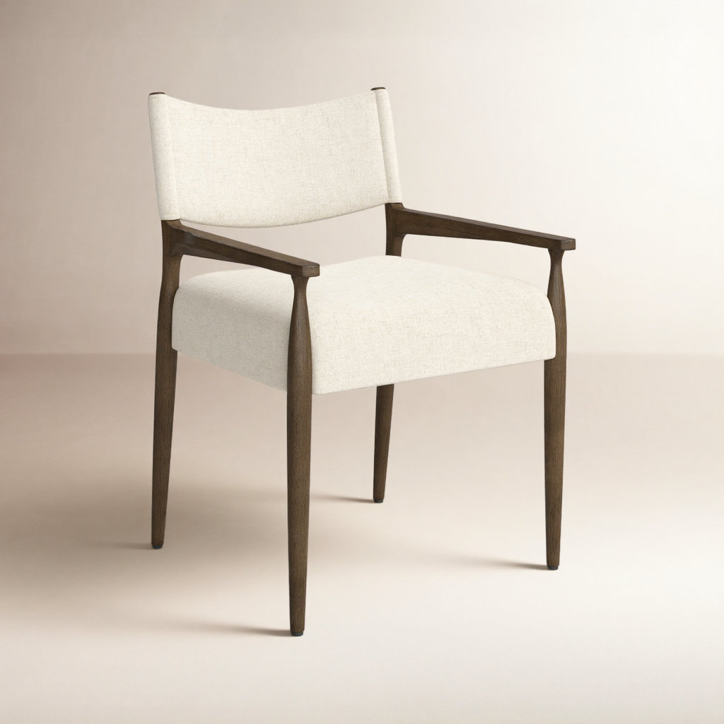 Yokum Dining Armchair, Antique Walnut, Antwerp Natural