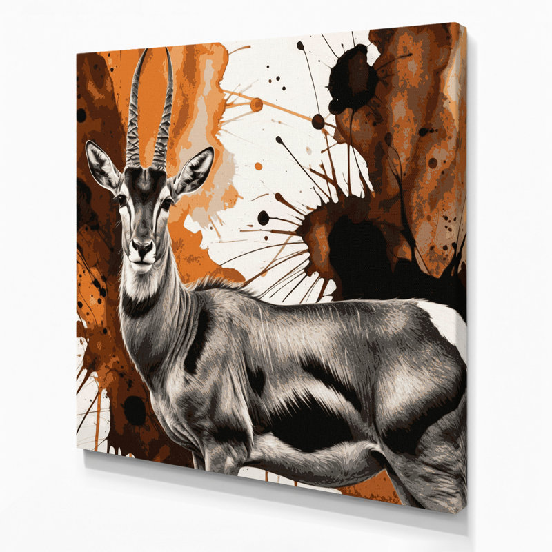 Wildlife Impala Black Canvas Wall Art