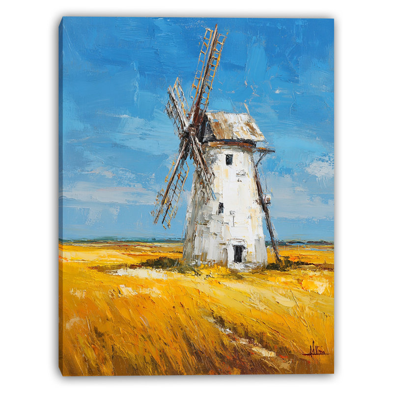 «Golden Windmill», art mural sur toile tendue, H 16 po x l 12 po