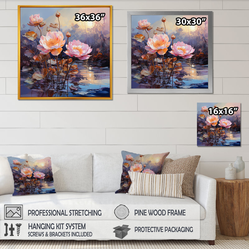«Purple Roses Florescence II», reproduction sur toile, Cadre simple noir, H 24 po x l 24 po x P 1 po