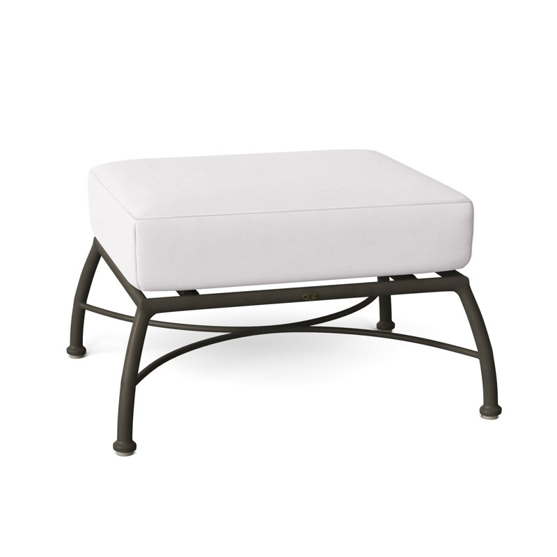 Majorca Outdoor Ottoman with Cushion, Linen Snow, Welt