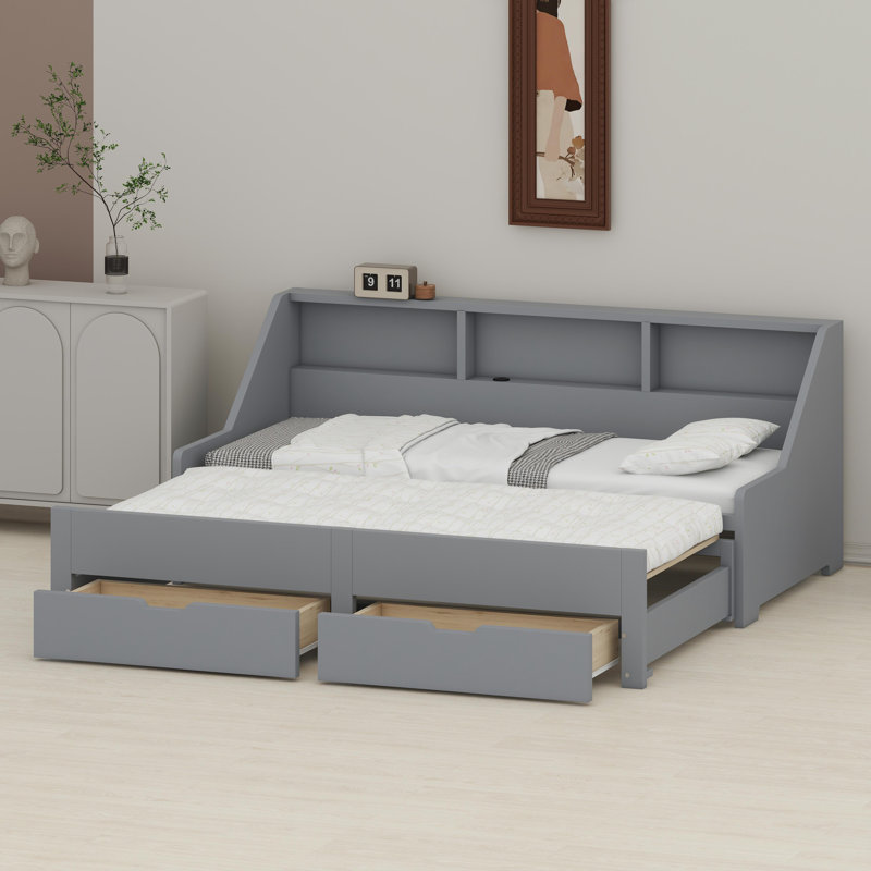 Multifunctional Daybed with Storage Drawers, Gray